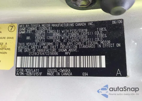 2007 Lexus Rx 350 z USA, uszkodzony, nr VIN 2T2HK31U47C018996